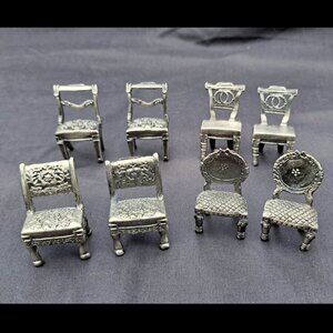8 miniature Sixtrees Pewter Chair Place Card/Photo holders